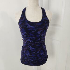 Lululemon Tank Top Womens 2 Cool Racerback II Mini Hound Emperor Blue Camo